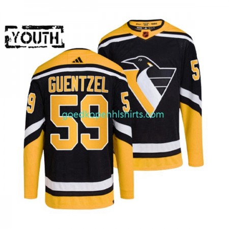 Pittsburgh Penguins JAKE GUENTZEL 59 Adidas 2022-2023 Reverse Retro Zwart Authentic Shirt - Kinderen